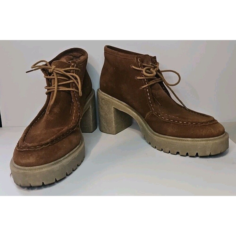 Lucky Brand Boots Size 9M LK-HOLLIA Brown suede Leather Upper 3" Heel
